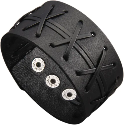 Miniatura 22 de Jeilwiy Pulseras de cuero punk para hombres, pulseras hechas a mano, brazalete ancho, joyería trenzada, color negro y marrón, ajustable, regalos