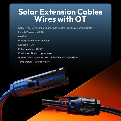 Miniatura 7 de JJN Cable de extensión solar 8AWG (10 mm²) 20 pies con conector MC4 y 8 pies con conector OT, kit de adaptador de panel solar, herramienta