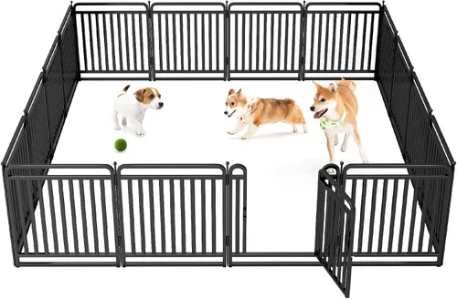 Miniatura 9 de Corralito para perros versión gruesa, vallas de 32 pulgadas para el patio, corral portátil para perros grandes, medianos y pequeños, parque