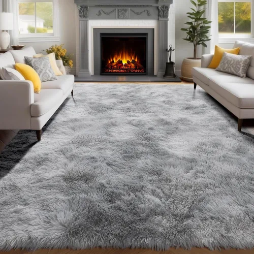 Miniatura 11 de PAGISOFE Alfombras esponjosas de dormitorio de 4 x 6 pies, color negro, alfombra moderna para sala de estar, alfombra lanuda para interiores