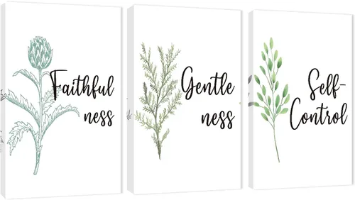 Miniatura 22 de Arte de pared inspirador de 3 piezas, imagen de refranes de plantas blancas, citas de trabajo y estadía, impresiones en lienzo para decoración