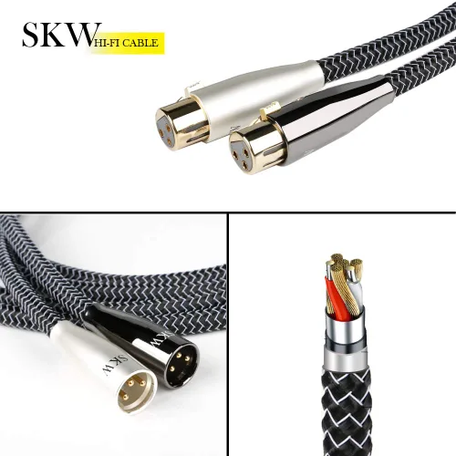 Miniatura 3 de SKW Cable de micrófono XLR macho a hembra de alta gama WG Serie A Par de cable de micrófono de 3 pines de 9.8 pies/3M (2 cables)