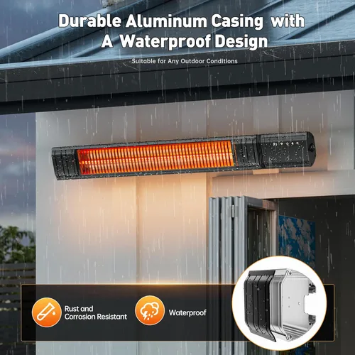 Miniatura 4 de Calentador eléctrico de techo para exteriores, control Wifi, para colgar en la pared, patio colgante de 1500 W, infrarrojo, 9 niveles de calor