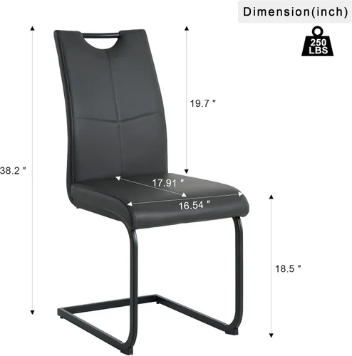 Miniatura 9 de Henf Juego de mesa de comedor de 5 piezas para 4, mesa de comedor rectangular de 51 pulgadas y 4 sillas de comedor de poliuretano gris carbón, mesa