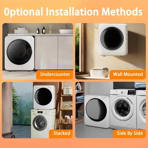 Miniatura 7 de Secadora de ropa portátil de 1.5 pies cúbicos, secadora de lavandería de carga frontal de secado rápido de 800W con 5 modos, mini secadora eléctrica