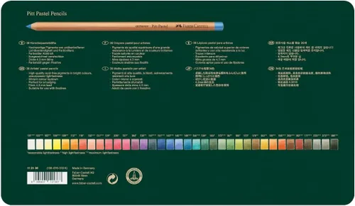 Miniatura 3 de Faber-Castel FC112136 Pitt - Lápices de colores pastel en una lata de metal (paquete de 36), surtido