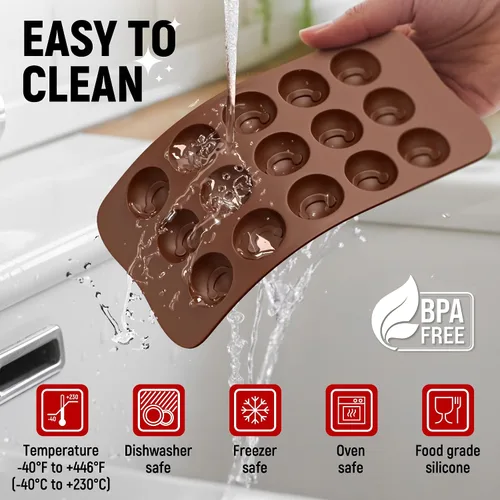Miniatura 6 de Moldes de silicona para chocolate – Juego de 6 – Moldes antiadherentes y de grado alimenticio para caramelos de gelatina, trufas, derretidos de baño