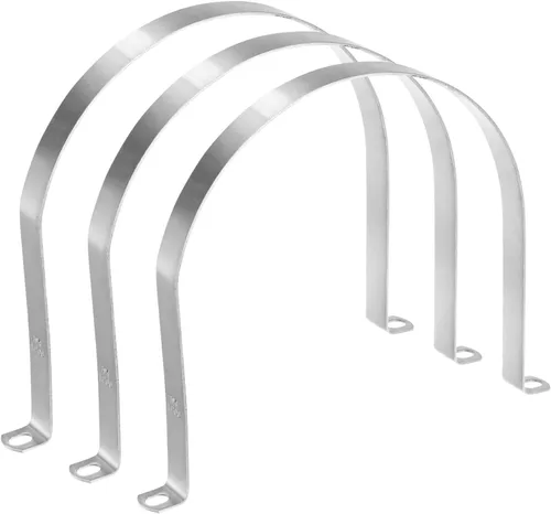 Miniatura 53 de M METERXITY Paquete de 3 abrazaderas de conducto, correa rígida de acero inoxidable 304 de 3-1/2 pulgadas M89 U con 2 agujeros