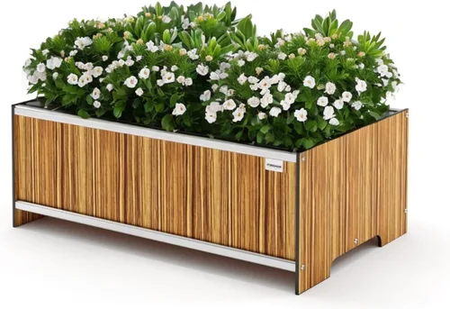 Miniatura 17 de Foreman Cama de jardín elevada (36 x 12 x 14 pulgadas) resistente a la intemperie, maceta para exteriores con drenaje para camas de verduras