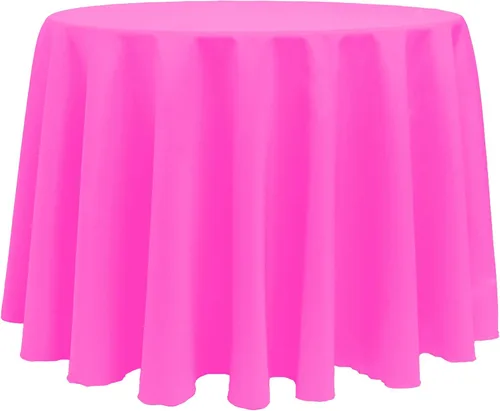 ULTIMATE TEXTILE Mantel redondo de lino de poliéster de 120 pulgadas, color rosa neón