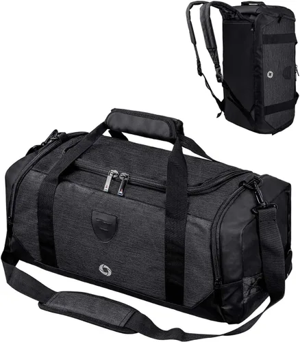 Bolsa de lona para gimnasio impermeable bolsa de viaje para hombres y mujeres bolsa de noche con compartimento para zapatos Negro talla única
