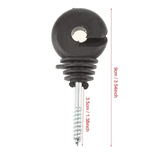 Miniatura 6 de 100 piezas aislador eléctrico negro para cerca, aislador de rosca, poste de madera, aislador de poste de madera y 1 herramienta de enchufe aislador