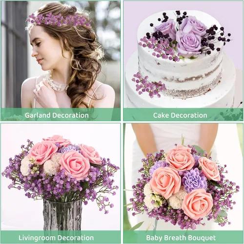 Miniatura 8 de N&T NIETING - Ramo de 10 flores artificiales de aliento de bebé, Gypsophila falsa, toque real, arreglo floral para bodas, fiestas, centros de mesa
