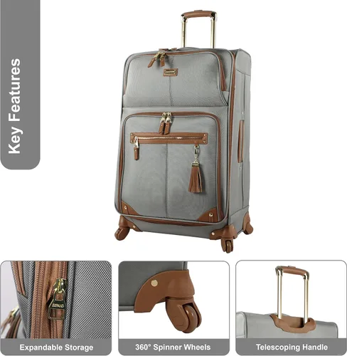 Miniatura 2 de Steve Madden Colección de equipaje de diseñador Maleta ligera y expandible para hombres y mujeres Bolsa de transporte duradera de 20 pulgadas