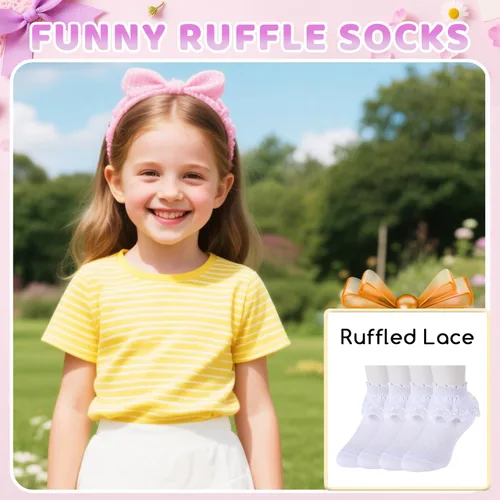 Miniatura 20 de sockfun Calcetines con volantes para bebé, calcetines de encaje con volantes para niños pequeños y niñas
