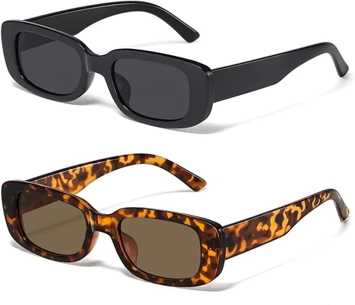 JASPIN Lentes de sol rectangulares para mujeres y hombres, modernos Y2K retro de los años 90, protección UV400, marco cuadrado fresco