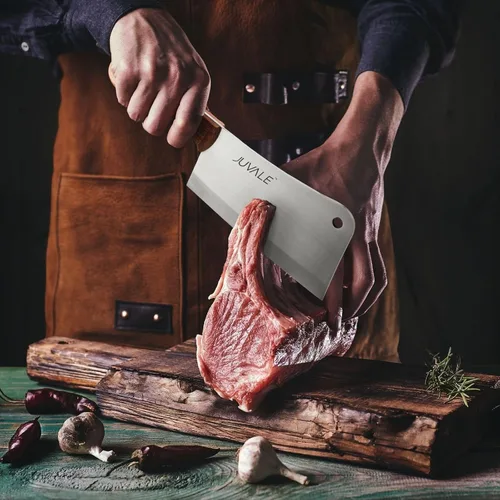 Miniatura 2 de cuchillo de carnicero/picador muy resistente de acero inoxidable - mango de madera sólida - calidad profesional - uso en el hogar y restaurante - 8