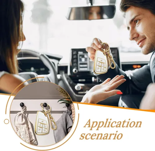 Miniatura 4 de para Buick - Funda para llavero con llavero de cuerda trenzada metálica anti-pérdida mejorada, carcasa suave de TPU exquisita para Avenir Envision