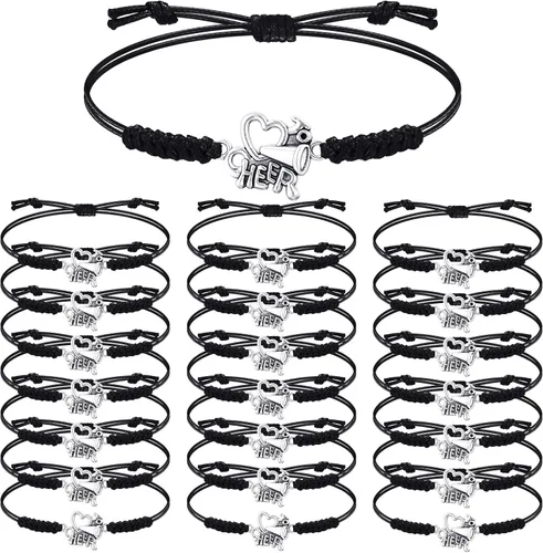 Miniatura 16 de Rtteri 20 pulseras de animadora para niñas, pulseras ajustables para animadoras, regalos para animadoras, accesorios de joyería a granel Naranja