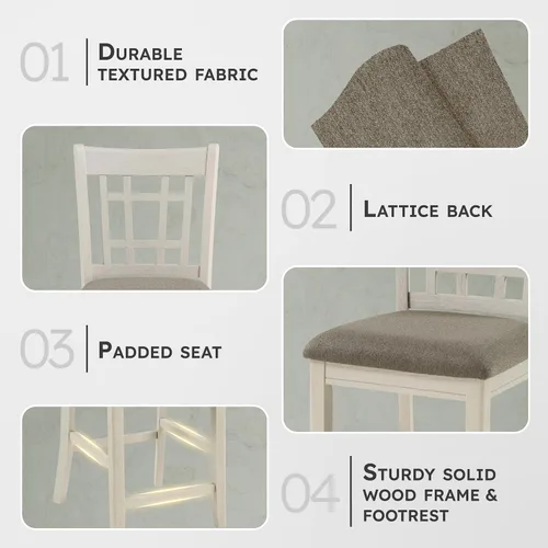 Miniatura 2 de Lexicon Dante Silla de Altura de Mostrador (Juego de 2), Silla de Isla de Cocina con Marco de Madera con Asiento de Tela Tapizada y Diseño