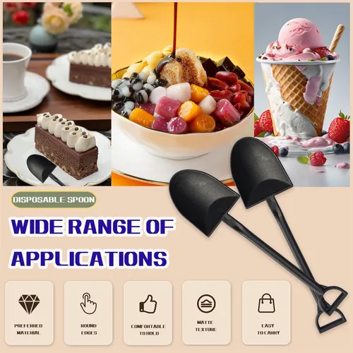 Miniatura 4 de OaaXbbECco Cucharas de postre plásticas desechables lindas de la novedad de la forma de la pala (50)