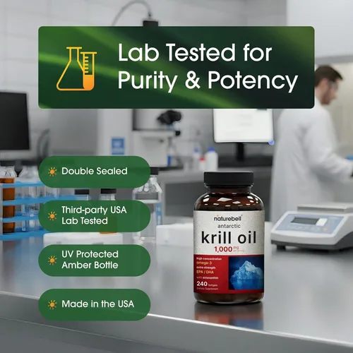 Miniatura 5 de NatureBell Suplemento de aceite de krill antártico de 1000 mg, 240 cápsulas blandas, fuente natural de omega-3, EPA, DHA y astaxantina, sin regusto