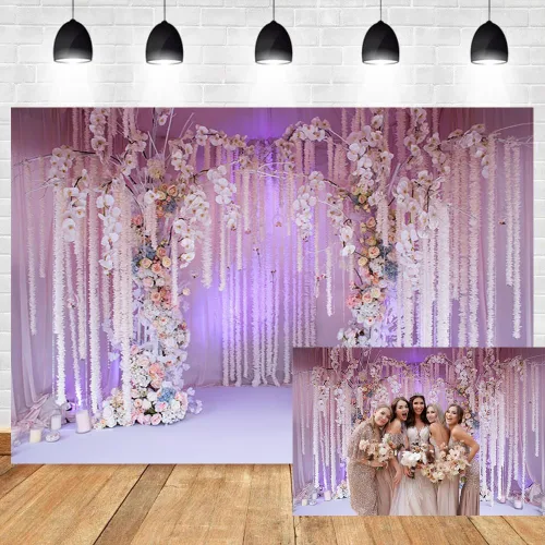 Miniatura 8 de Leyiyi Telón de fondo de pared floral para boda, 5 x 3 pies, fondo de fotografía de ensueño, arco de boda, despedida de soltera, ceremonia, flores