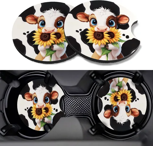Miniatura 43 de Posavasos para automóvil, paquete de 2 posavasos para automóvil, 2.75 pulgadas, antideslizantes y absorbentes, para portavasos de automóvil