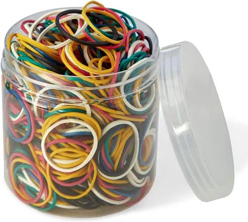 AMUU Bandas de goma 800 unidades de 1.0 in 1 pulgada bandas de goma pequeñas 6 colores surtidos arco iris colorido bandas de goma para oficina,