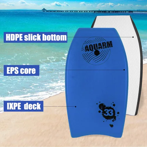 Miniatura 3 de Bodyboard con correa de muñeca, 33 pulgadas/37 pulgadas/42 pulgadas tablero de cuerpo ligero con núcleo EPS y superficie inferior lisa de alta