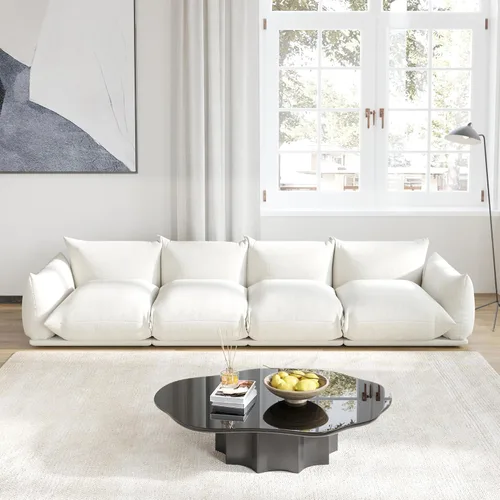 Miniatura 28 de Sofá de nube de asiento profundo de 77 pulgadas, moderno sofá modular de chenilla, sofá modular de 2 asientos con cojines gruesos de felpa y otomana