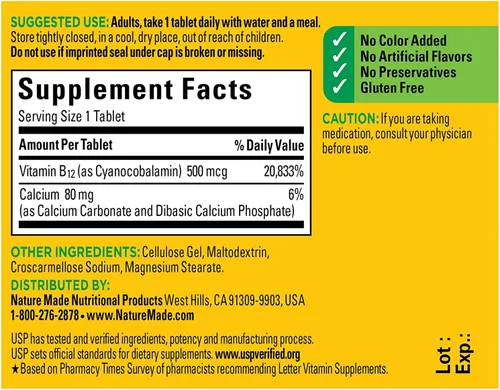 Miniatura 3 de Nature Made Vitamina B-12 Comprimidos de 500 mcg 100 ea (paquete de 2)