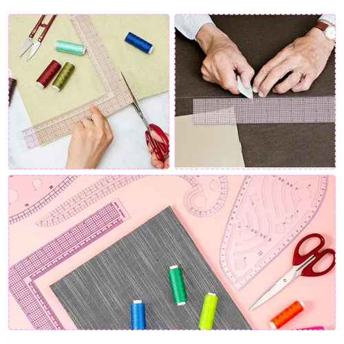 Miniatura 4 de Juego de reglas de costura métricas transparentes de 9 estilos, regla curva francesa de costura de plástico para diseñadores, fabricantes