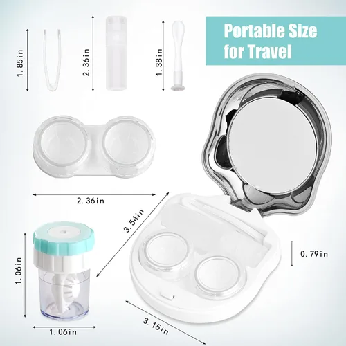Miniatura 4 de Estuche de Viaje para Lentes de Contacto con Limpiador y Lavadora, Estuche Portátil para Lentes de Contacto con Espejo, Pinzas, Herramienta