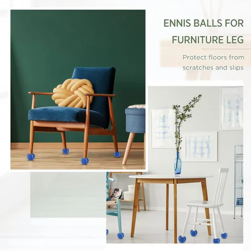 Miniatura 5 de Macarrie 60 pelotas de tenis precortadas a granel para sillas resistentes y de larga duración para muebles de aula, protectores de patas y Azul