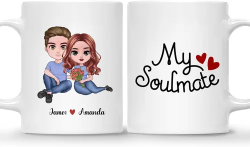 Miniatura 10 de Gossby Taza personalizada para parejas, regalo personalizado para esposa, novia, marido, novio con diseño, nombre, año, San Valentín, aniversario
