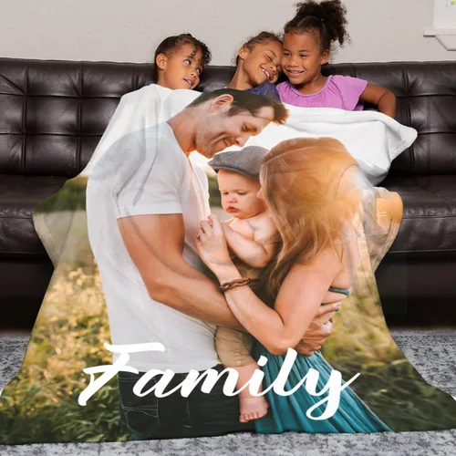 Miniatura 4 de Manta personalizada con foto y texto, regalos para familiares, papá, mamá, niño, bebé, amigo, manta personalizada con imagen para cumpleaños, 1 Foto