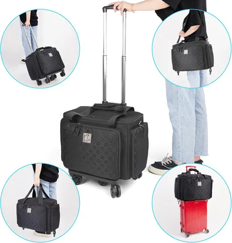 Miniatura 9 de Bolsa para máquina de coser con ruedas universales, funda de transporte para máquina de coser con cremalleras YKK, compatible con la mayoría