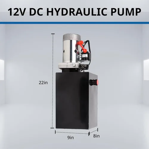 Miniatura 2 de Unidad de potencia hidráulica de 15 cuartos de galón de 12 V DC Bomba hidráulica de efecto único de depósito de metal Bomba de remolque