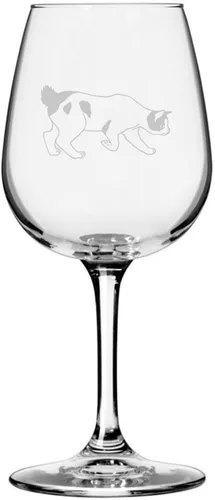Miniatura 40 de Copa de vino de 12.75 onzas con temática de gato abisinio grabada para todo uso
