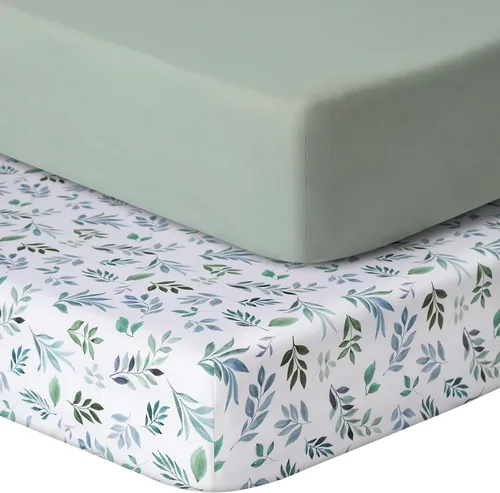 GUNTAIL Sábanas de cuna de bebé para niños y niñas, paquete de 2 sábanas ajustables para cuna estándar y colchón de niño pequeño, sábana de Hoja y