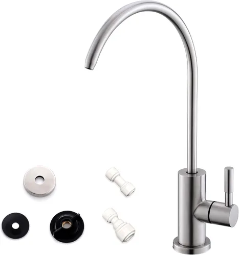 Miniatura 9 de WEWE Grifo de fregadero de cocina, grifos de cocina con rociador desplegable de acero inoxidable de una sola manija un solo agujero níquel cepillado