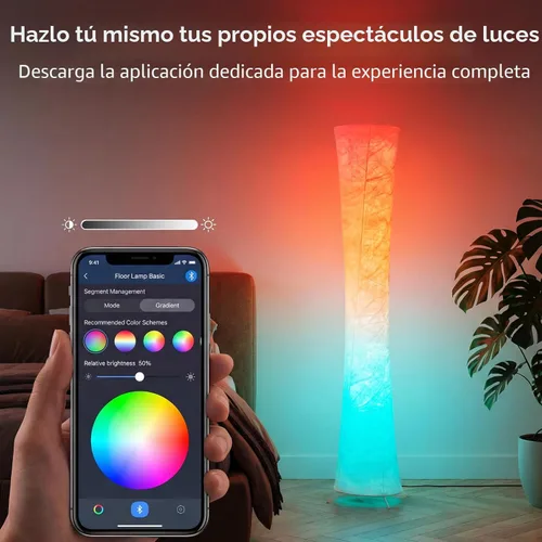 Miniatura 6 de Lámpara de pie RGB, lámpara LED inteligente que cambia de color, sincronización de música, control remoto por aplicación, lámpara de pie de 157 cm