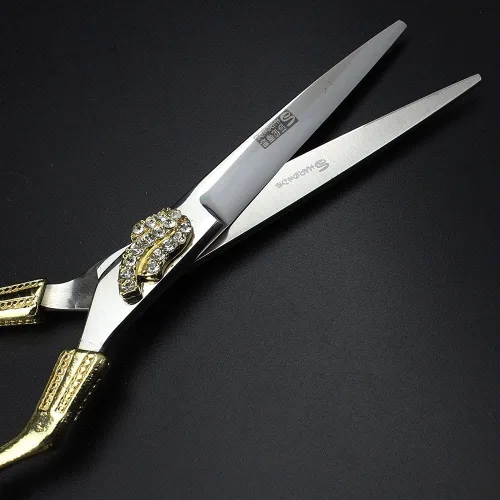 Miniatura 5 de SHARONDS Tijeras de peluquería profesional de 6 pulgadas, suministros de peluquería, troqueles de corte, juego de tijeras de pelo de diamante