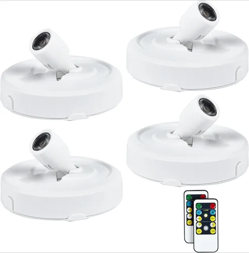 Miniatura 10 de Focos LED inalámbricos, paquete de 2 luces de acento con control remoto, luces inalámbricas de imagen con cabezal giratorio, iluminación