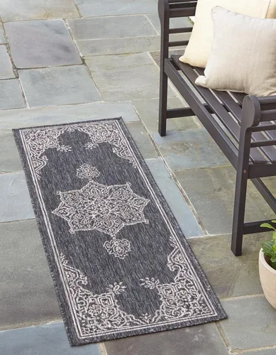 Miniatura 33 de Unique Loom Outdoor Traditional Collection - Alfombra de área antigua (4 pies 1 pulgada x 6 pies 1 pulgada, rectangular, beige y negro)