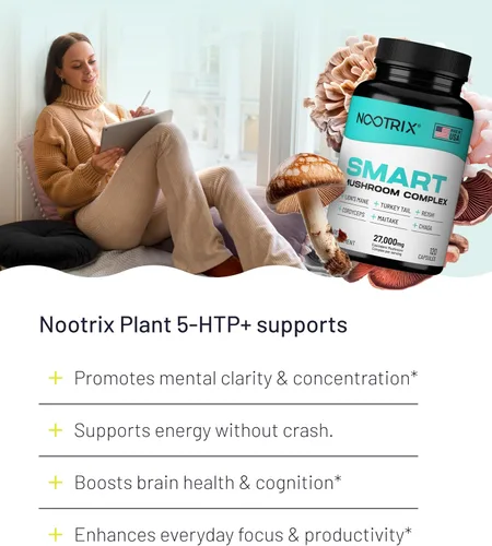 Miniatura 3 de Nootrix Suplemento complejo de hongos inteligentes Suministro para 60 días Apoya la memoria, el enfoque mental, la salud cognitiva y la energía