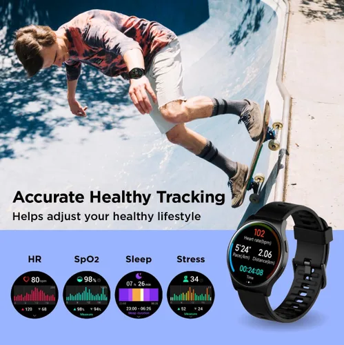 Miniatura 5 de BENIO Reloj inteligente (respuesta/hacer llamada), caras de reloj AI, AMOLED de 1.43 pulgadas con AOD, IP68 impermeable rastreador de fitness, Negro