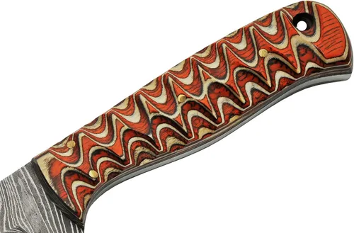 Miniatura 3 de Szco Supplies Cuchillo de caza exótico de madera torcida naranja de 8 pulgadas con funda