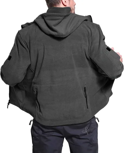 Miniatura 3 de BIYLACLESEN Chaquetas tácticas de forro polar Softshell para hombre con cremallera completa